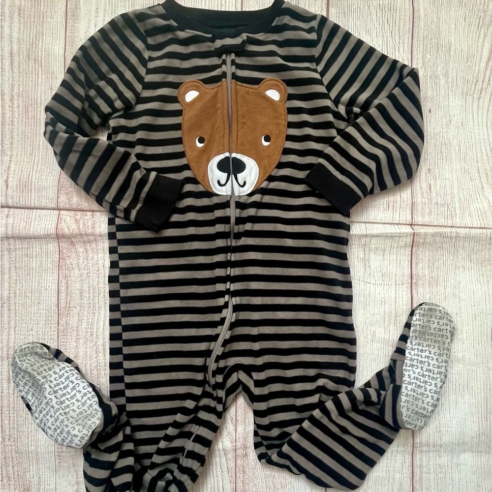 Striped Bear Baby Onesie